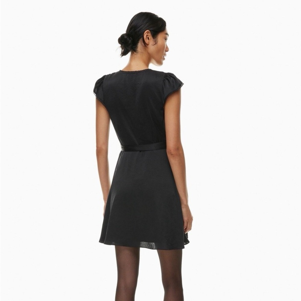 Wilfred Mademoiselle Satin Wrap Dress - black size medium - Aritzia